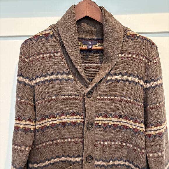 Navajo Cardigan Small Shawl Collar Aztec Southwest Ranch Tribal Nordic Striped - Picture 4 of 14